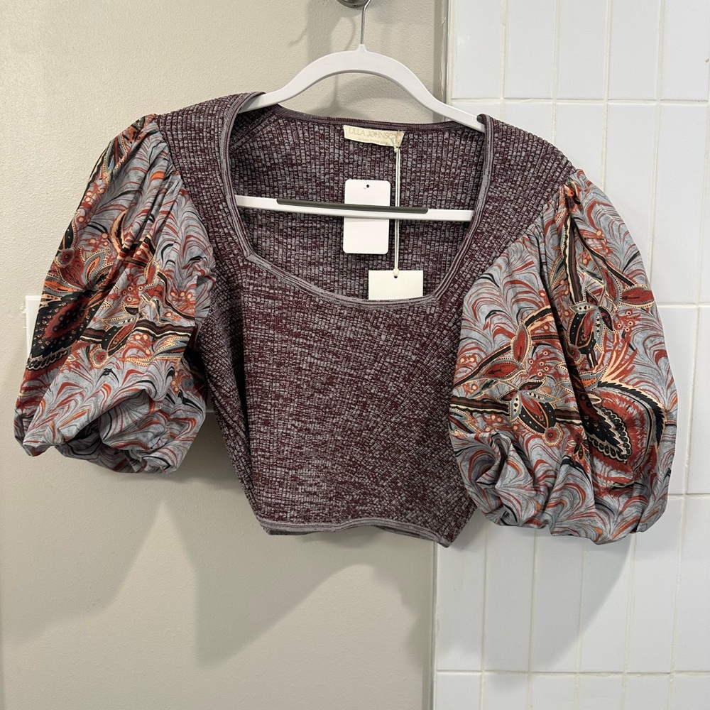 Ulla Johnson Iva Puff Sleeve Knit Crop Top - Picture 3 of 4